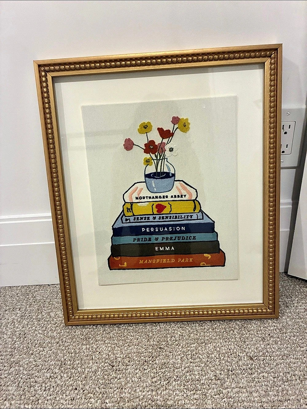Embroidered Jane Austen Books Artwork